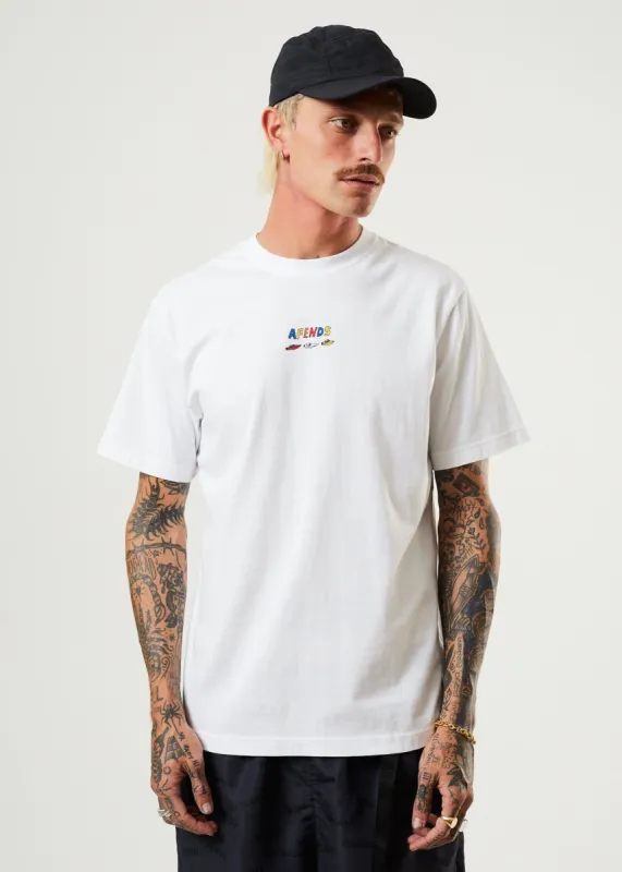 Afends Mens Wahzoo - Recycled Retro T-Shirt - White sold by Afends