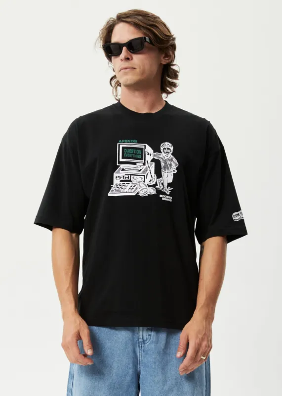 Afends Mens Ripple - Organic Oversized Graphic T-Shirt - Black sold by Afends