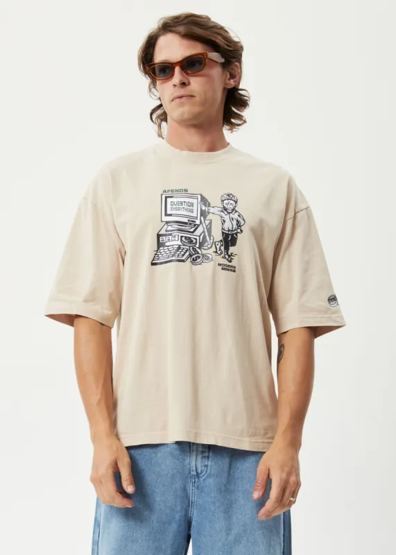 Afends Mens Ripple - Organic Oversized Graphic T-Shirt - Bone sold by Afends