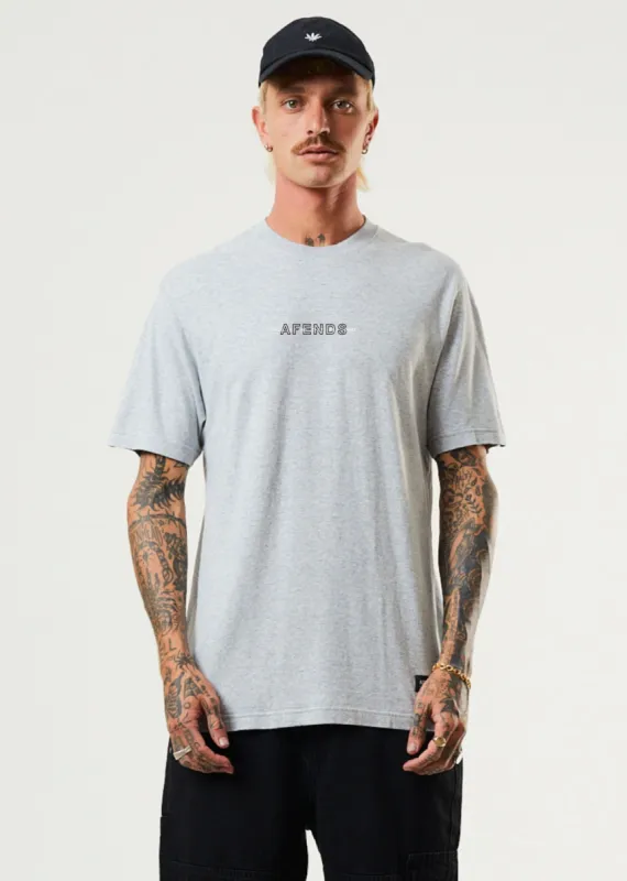 Afends Mens Overlay - Hemp Retro T-Shirt - Shadow Grey Marle sold by Afends