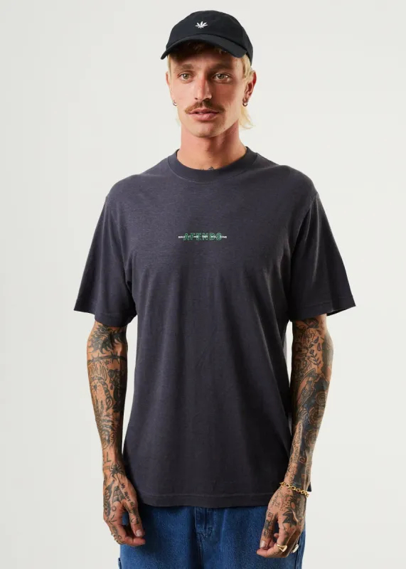 Afends Mens Overlay - Hemp Retro T-Shirt - Charcoal sold by Afends