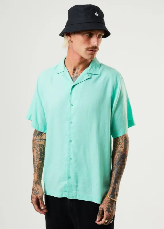 Afends Mens Daily - Hemp Cuban Short Sleeve Shirt - Mint sold by Afends