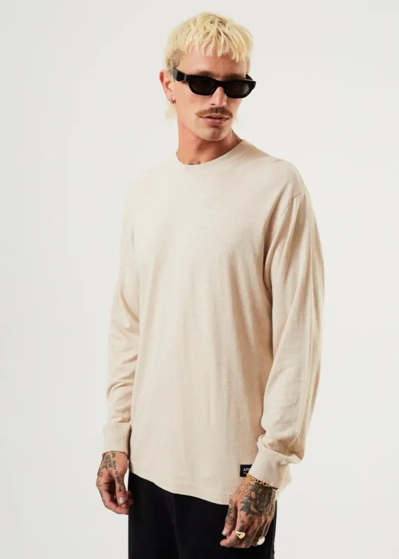 Afends Mens Essential - Hemp Retro Long Sleeve T-Shirt - Bone sold by Afends