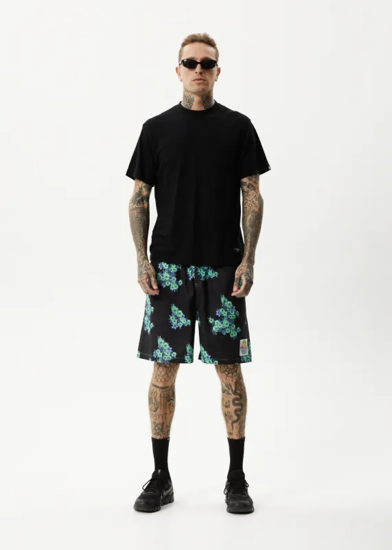 AFENDS Mens House Of Darwin - Oversized Shorts - Charcoal Floral sold by Afends