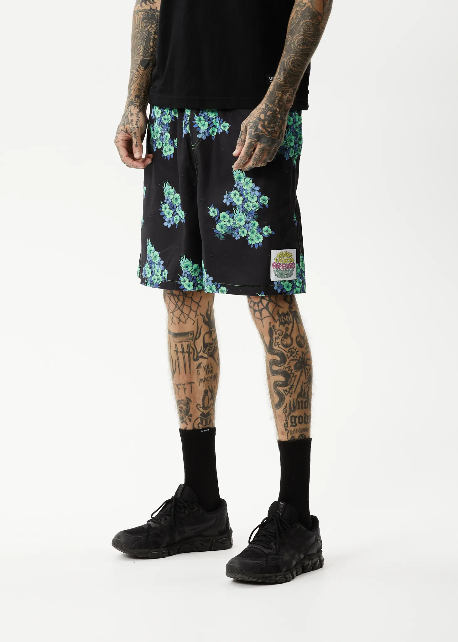 AFENDS Mens House Of Darwin - Oversized Shorts - Charcoal Floral sold by Afends product image thumbnail 4