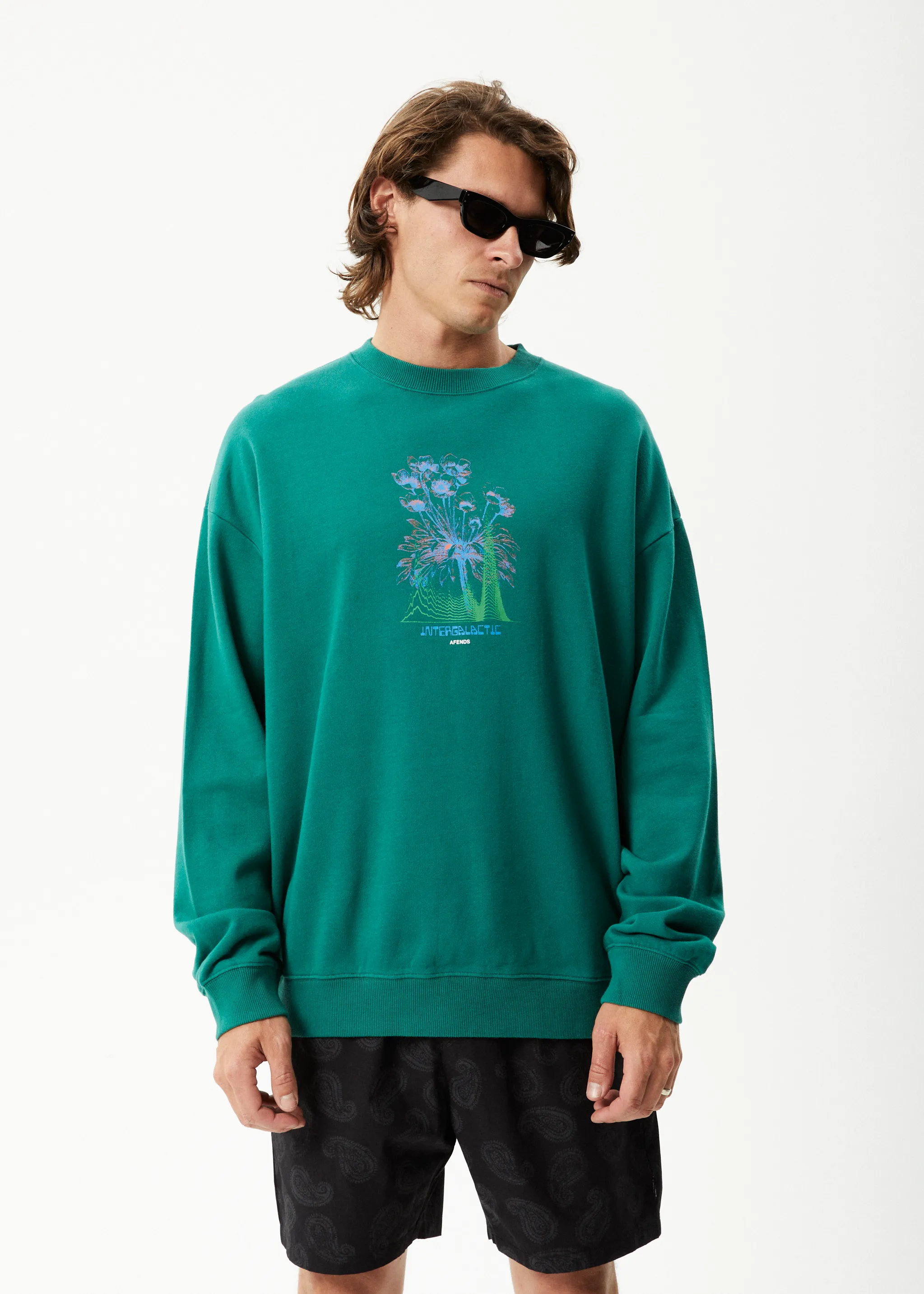 AFENDS Mens Gardener - Crew Neck Jumper - Emerald sold by Afends product image thumbnail 2