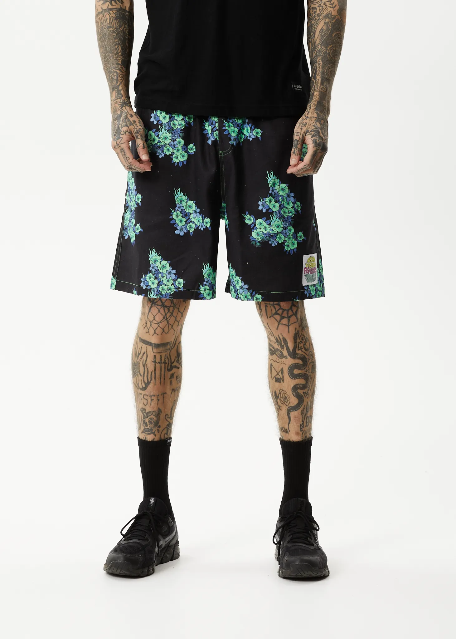 AFENDS Mens House Of Darwin - Oversized Shorts - Charcoal Floral sold by Afends product image thumbnail 2