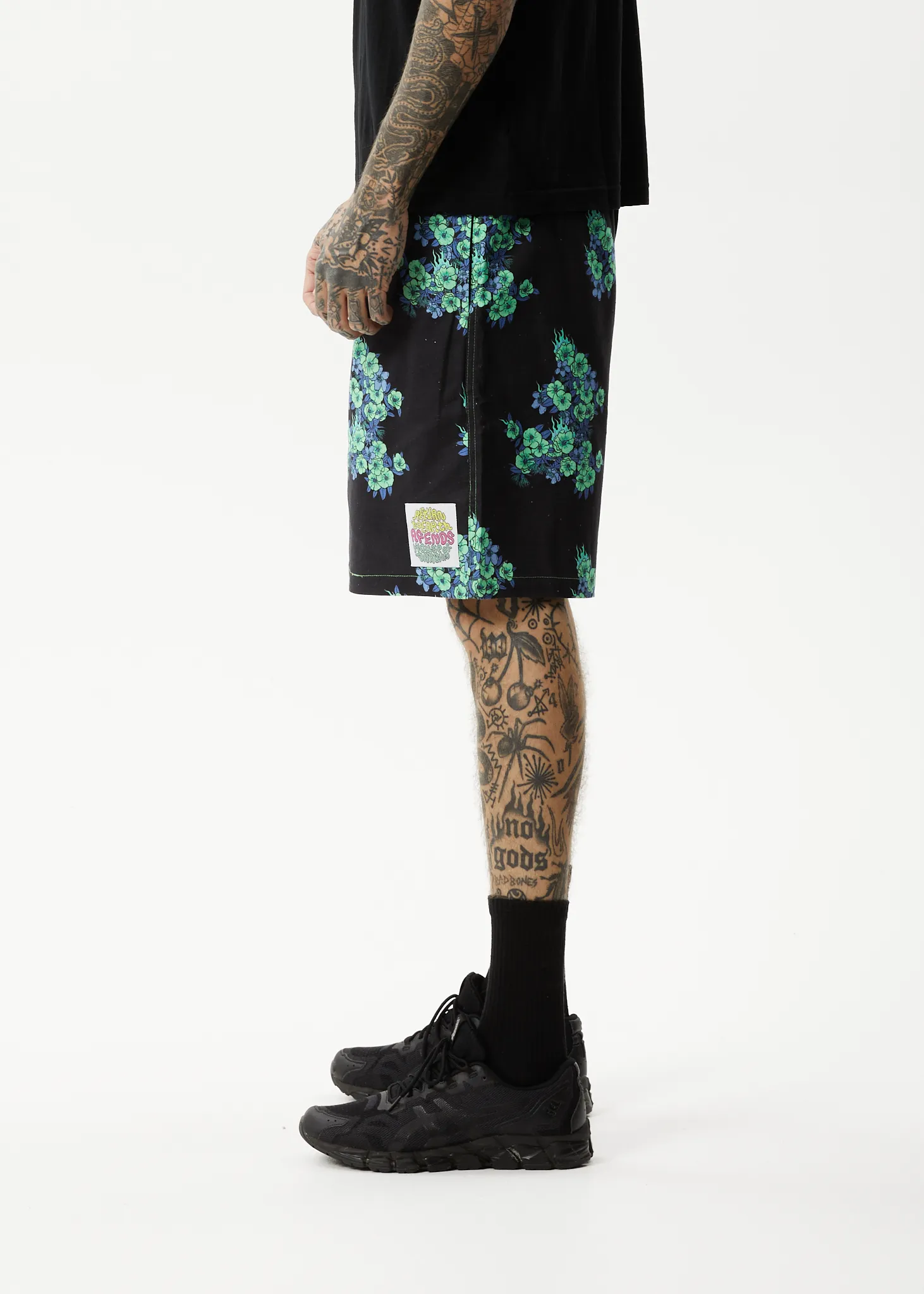 AFENDS Mens House Of Darwin - Oversized Shorts - Charcoal Floral sold by Afends product image thumbnail 5