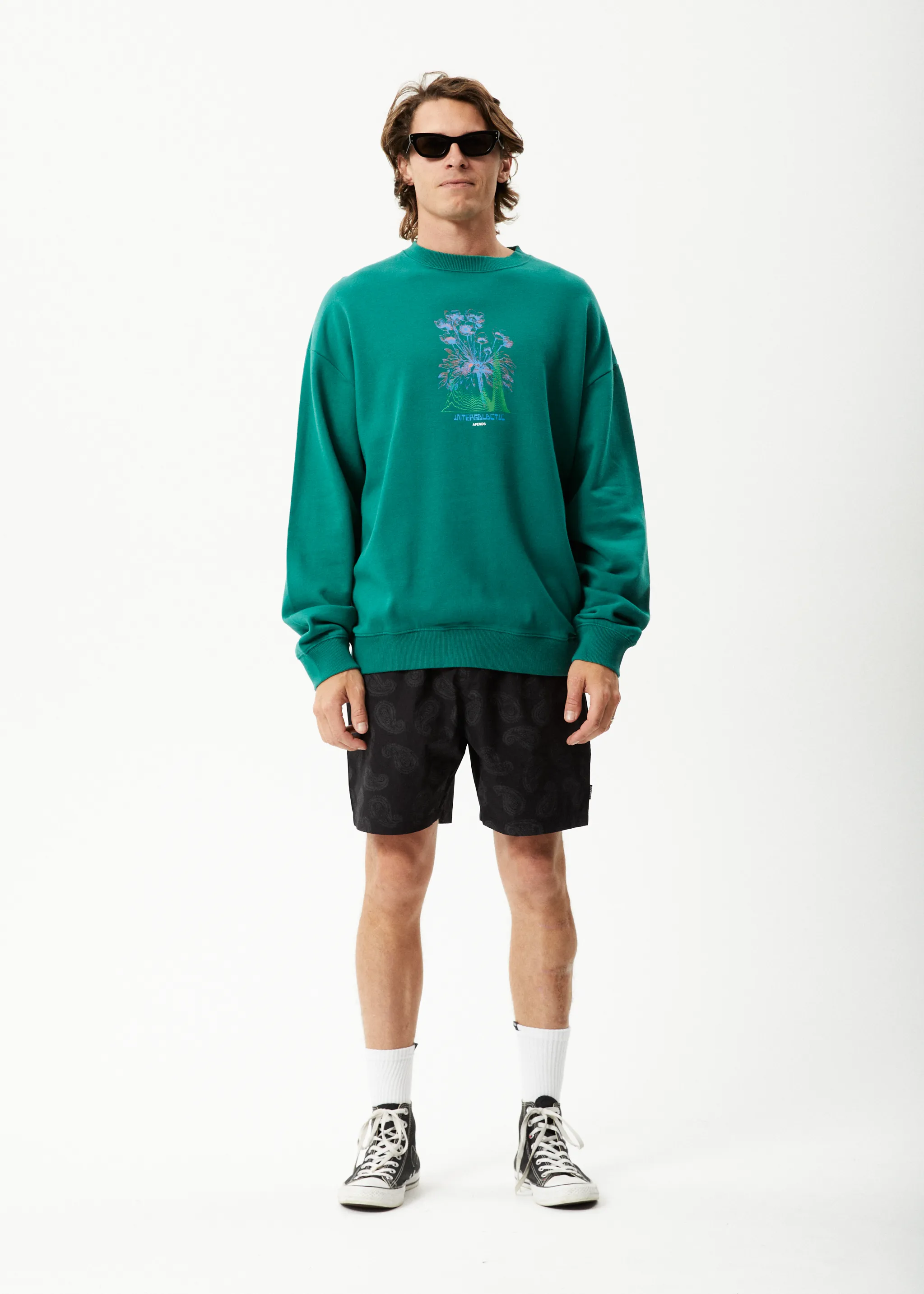 AFENDS Mens Gardener - Crew Neck Jumper - Emerald sold by Afends product image thumbnail 4