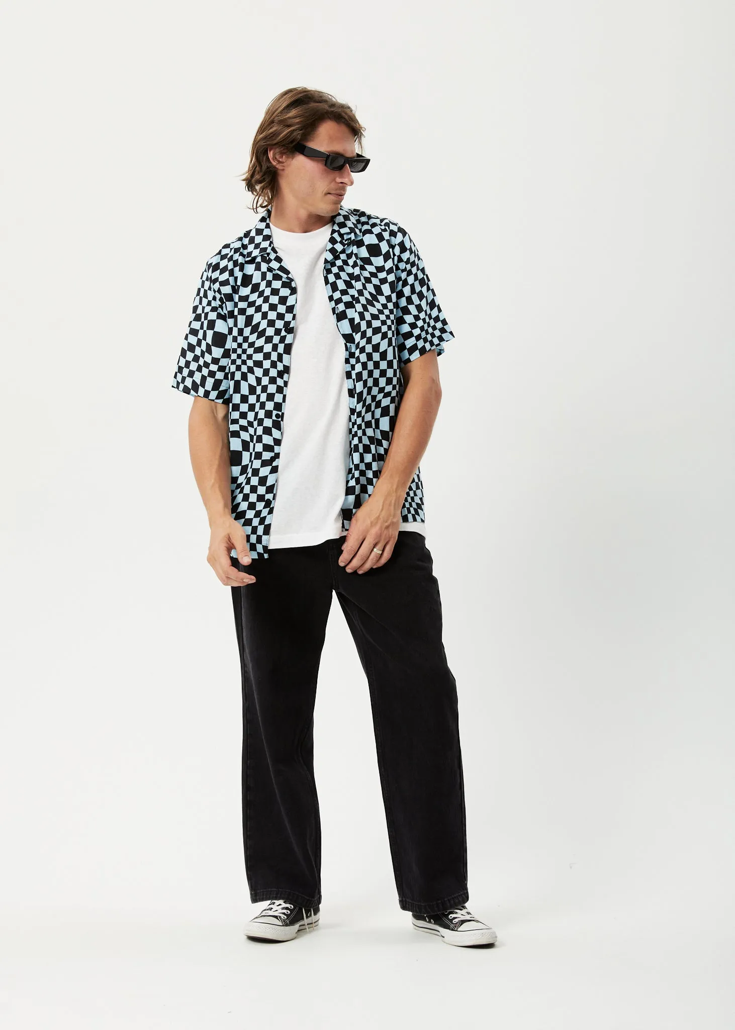 AFENDS Mens Void - Check Short Sleeve Shirt - Sky Blue sold by Afends product image thumbnail 3