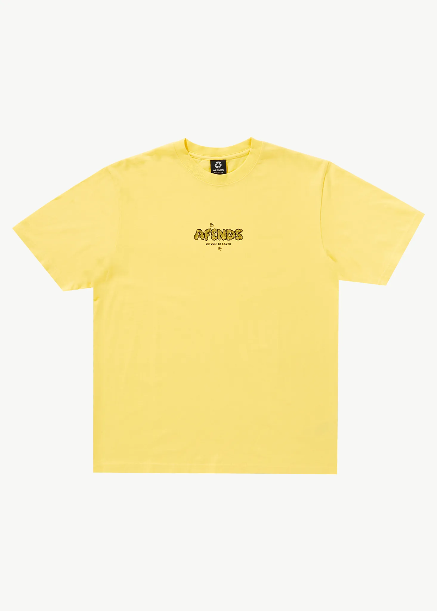 AFENDS Mens Earthling - Retro Graphic Logo T-Shirt - Butter sold by Afends