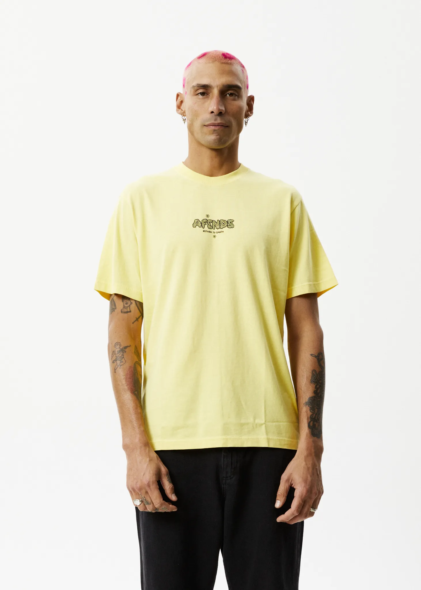 AFENDS Mens Earthling - Retro Graphic Logo T-Shirt - Butter sold by Afends product image thumbnail 2