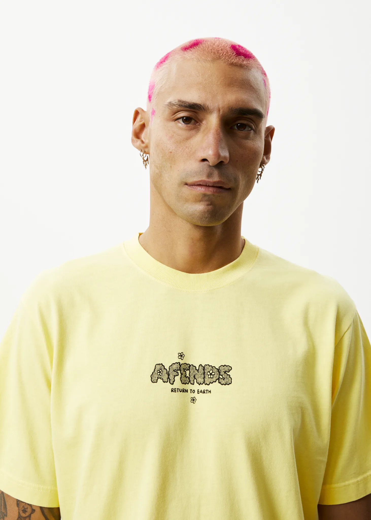 AFENDS Mens Earthling - Retro Graphic Logo T-Shirt - Butter sold by Afends product image thumbnail 3