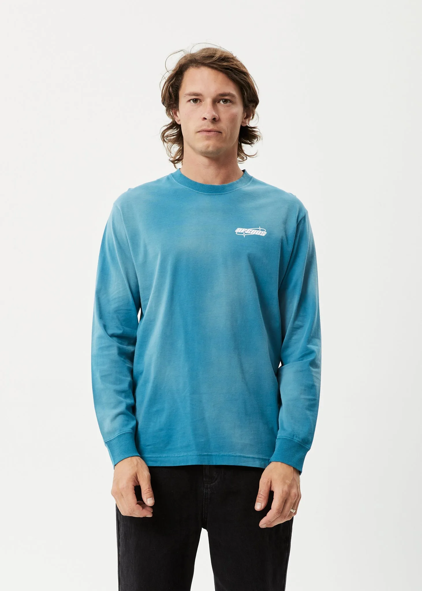 AFENDS Mens Eternal - Long Sleeve Graphic Logo Tee - Worn Azure sold by Afends product image thumbnail 2