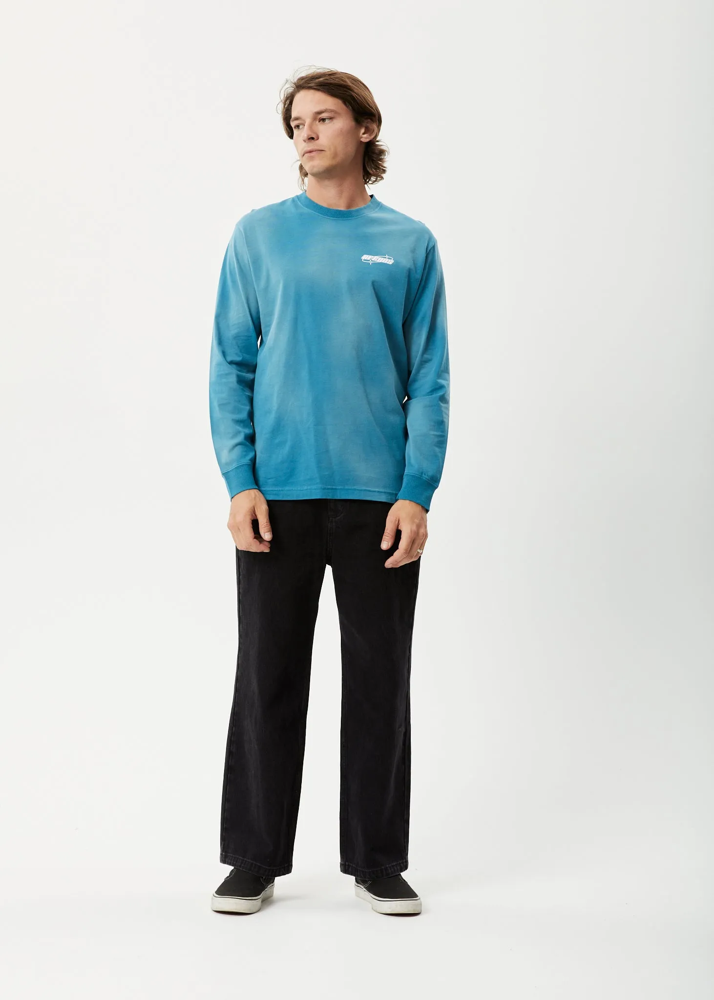 AFENDS Mens Eternal - Long Sleeve Graphic Logo Tee - Worn Azure sold by Afends product image thumbnail 4