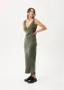 AFENDS Womens Gia - Cupro Maxi Dress - Deep Green sold by Afends