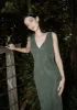 AFENDS Womens Gia - Cupro Maxi Dress - Deep Green sold by Afends