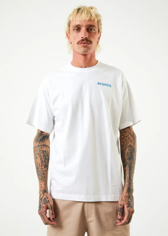 AFENDS Mens Vortex - Retro T-Shirt - White sold by Afends