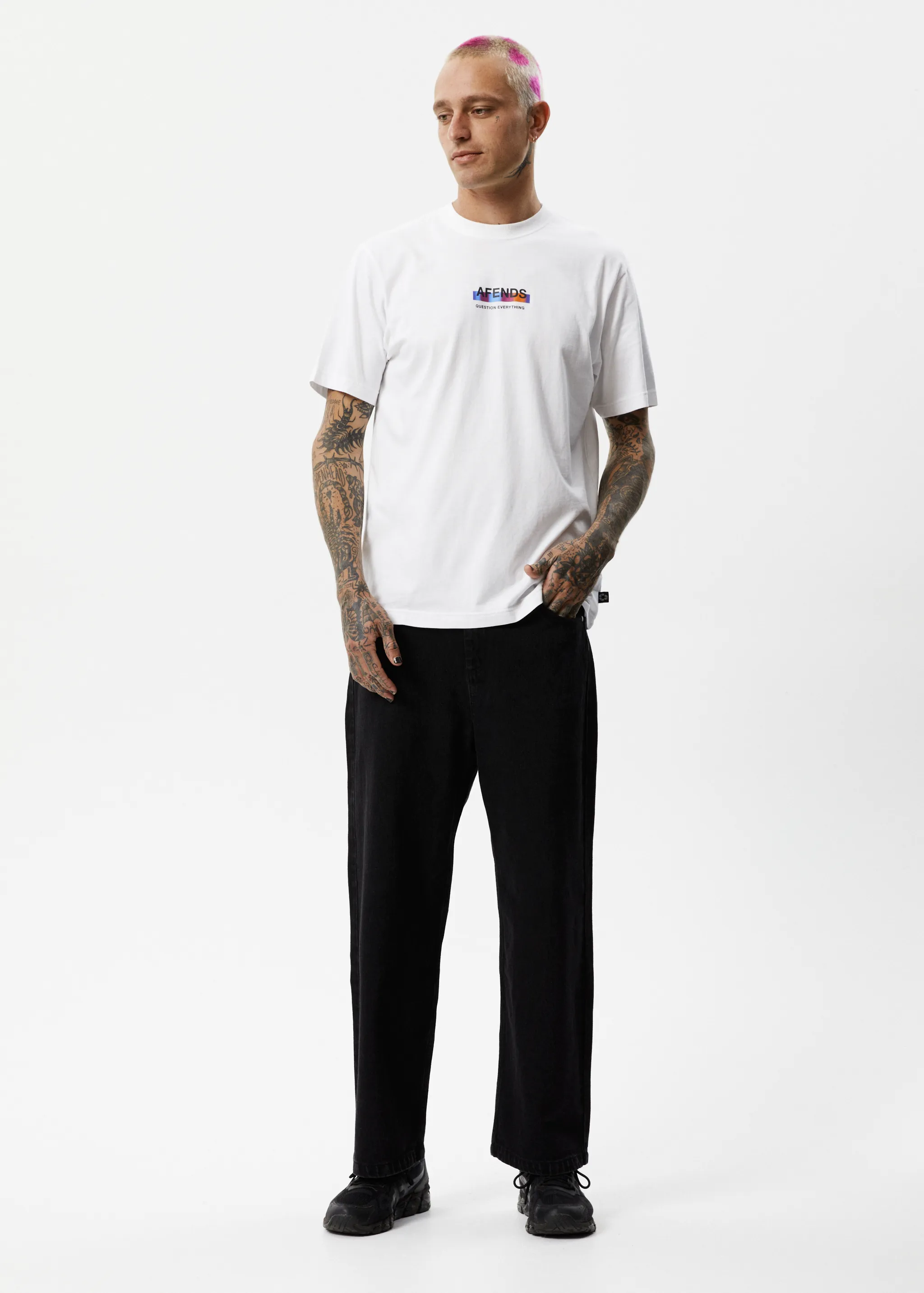 AFENDS Mens Question Everything - Retro T-Shirt - White sold by Afends product image thumbnail 3