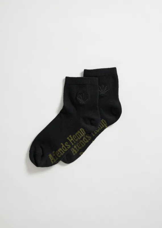 AFENDS Unisex Happy - Ankle Socks One Pack - Black / Black sold by Afends
