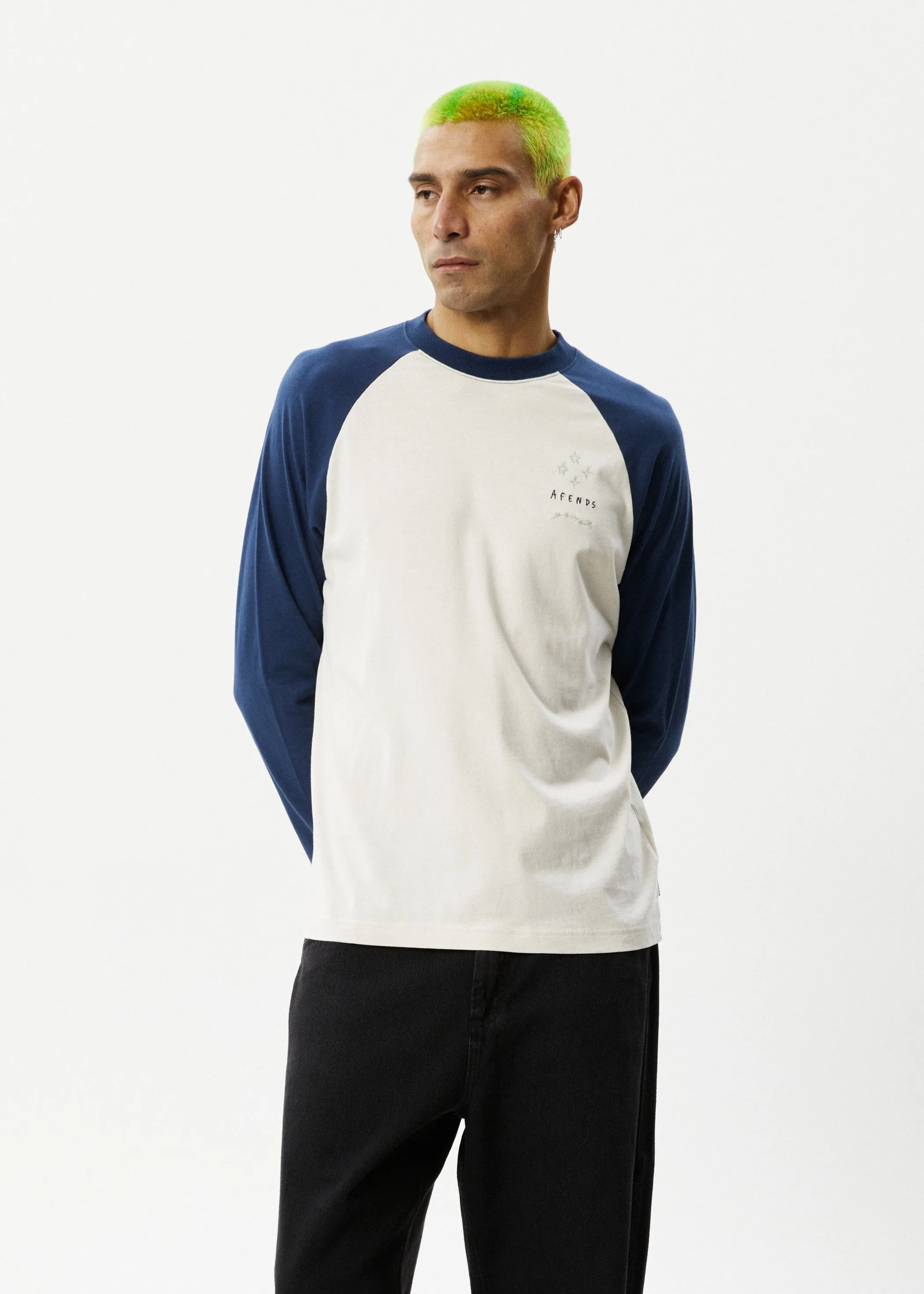 AFENDS Mens Stars - Long Sleeve Raglan Tee - Moonbeam sold by Afends product image thumbnail 3