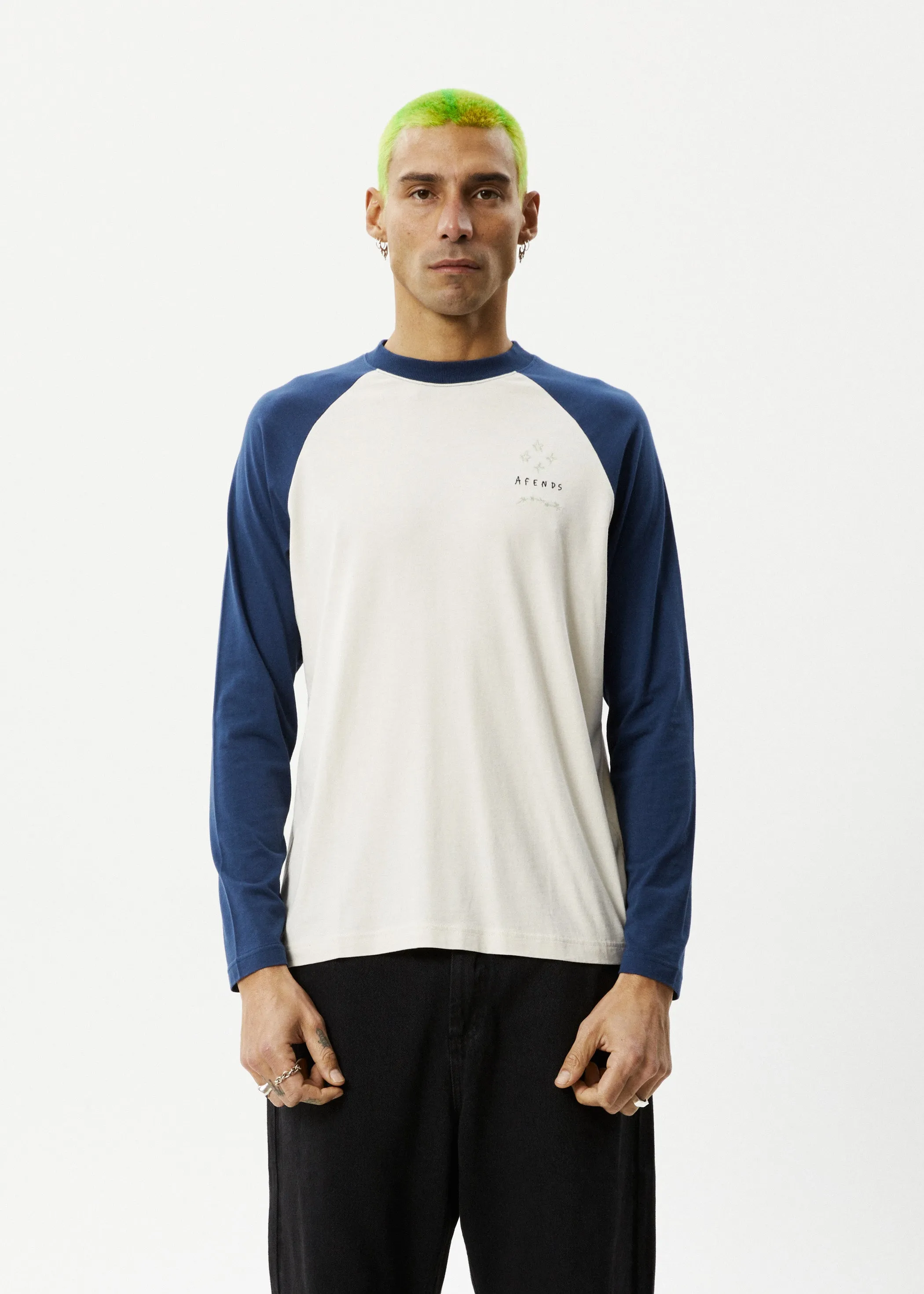 AFENDS Mens Stars - Long Sleeve Raglan Tee - Moonbeam sold by Afends product image thumbnail 2