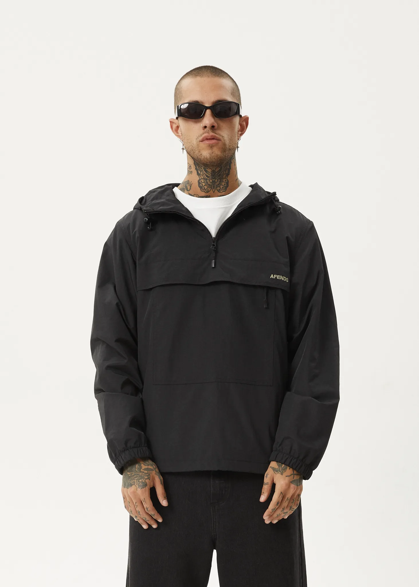AFENDS Mens System - Water Resistant Spray Anorak Jacket - Black sold by Afends product image thumbnail 3
