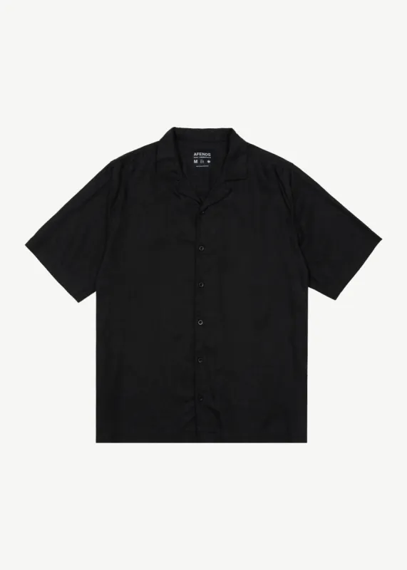 AFENDS Mens Daily - Cuban Short Sleeve Shirt - Black made by Afends