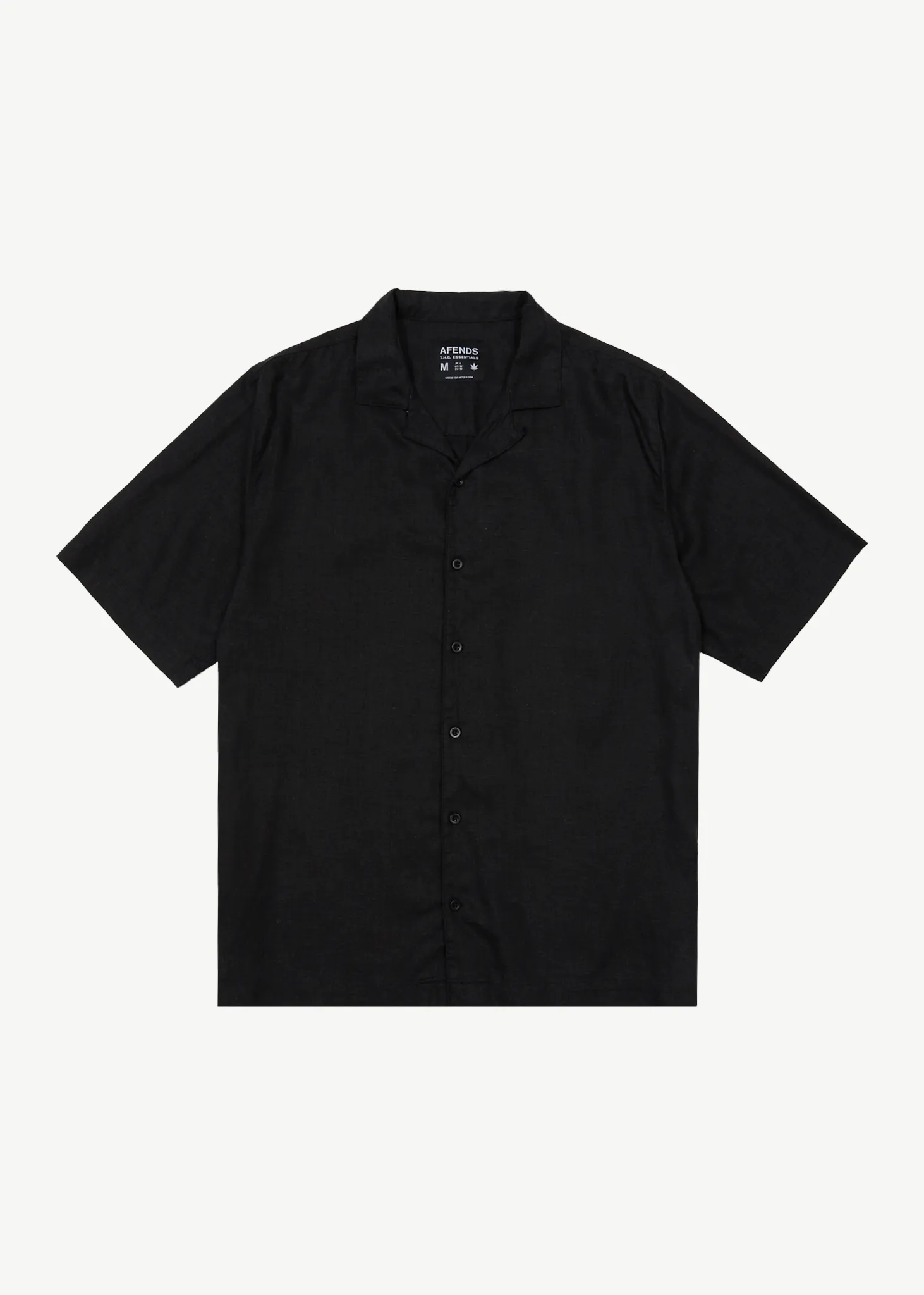 AFENDS Mens Daily - Cuban Short Sleeve Shirt - Black sold by Afends