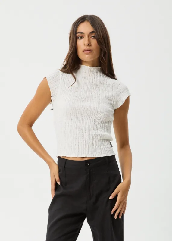 AFENDS Womens Focus - Seersucker Top - White sold by Afends