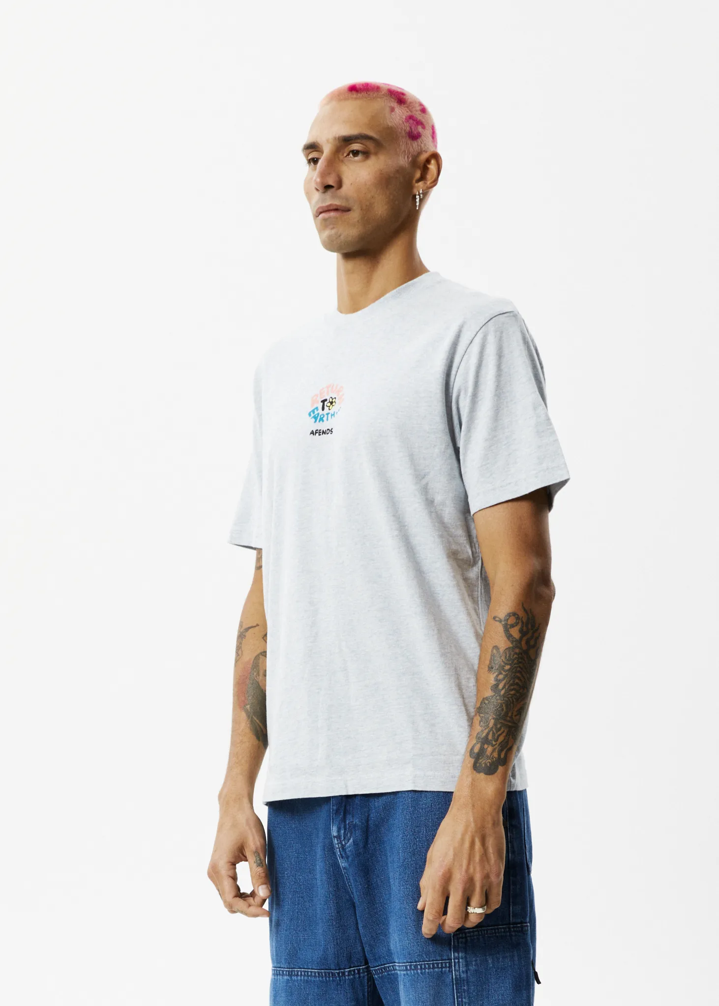 AFENDS Mens Return To Earth - Retro Graphic T-Shirt - Shadow Grey Marle sold by Afends product image thumbnail 4