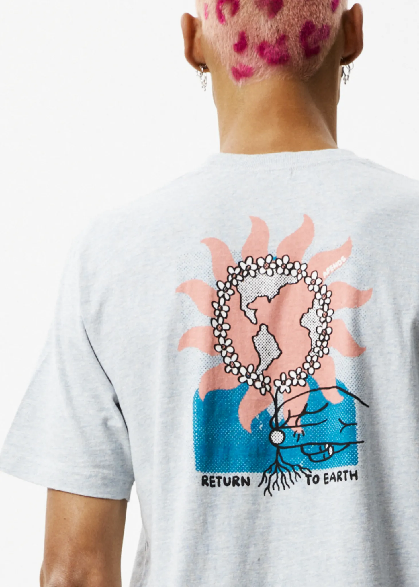 AFENDS Mens Return To Earth - Retro Graphic T-Shirt - Shadow Grey Marle sold by Afends product image thumbnail 2