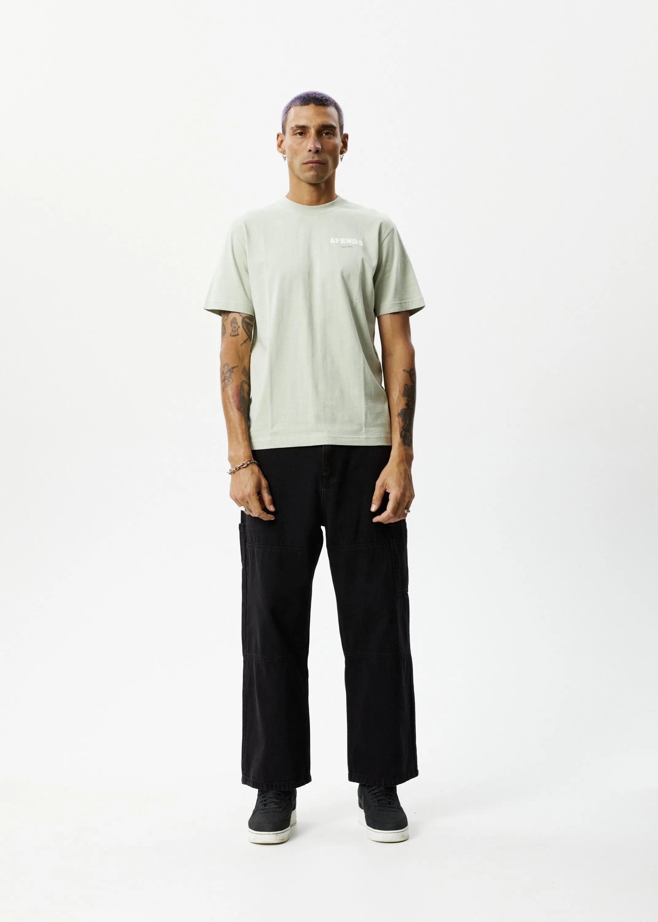 AFENDS Mens Questions - Graphic Retro T-Shirt - Eucalyptus sold by Afends product image thumbnail 3