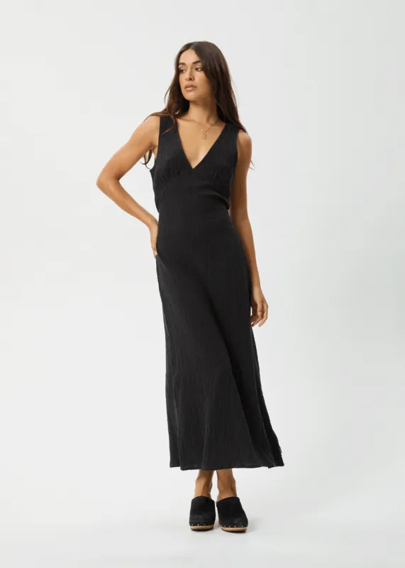 AFENDS Womens Focus - Seersucker Maxi Dress - Black sold by Afends