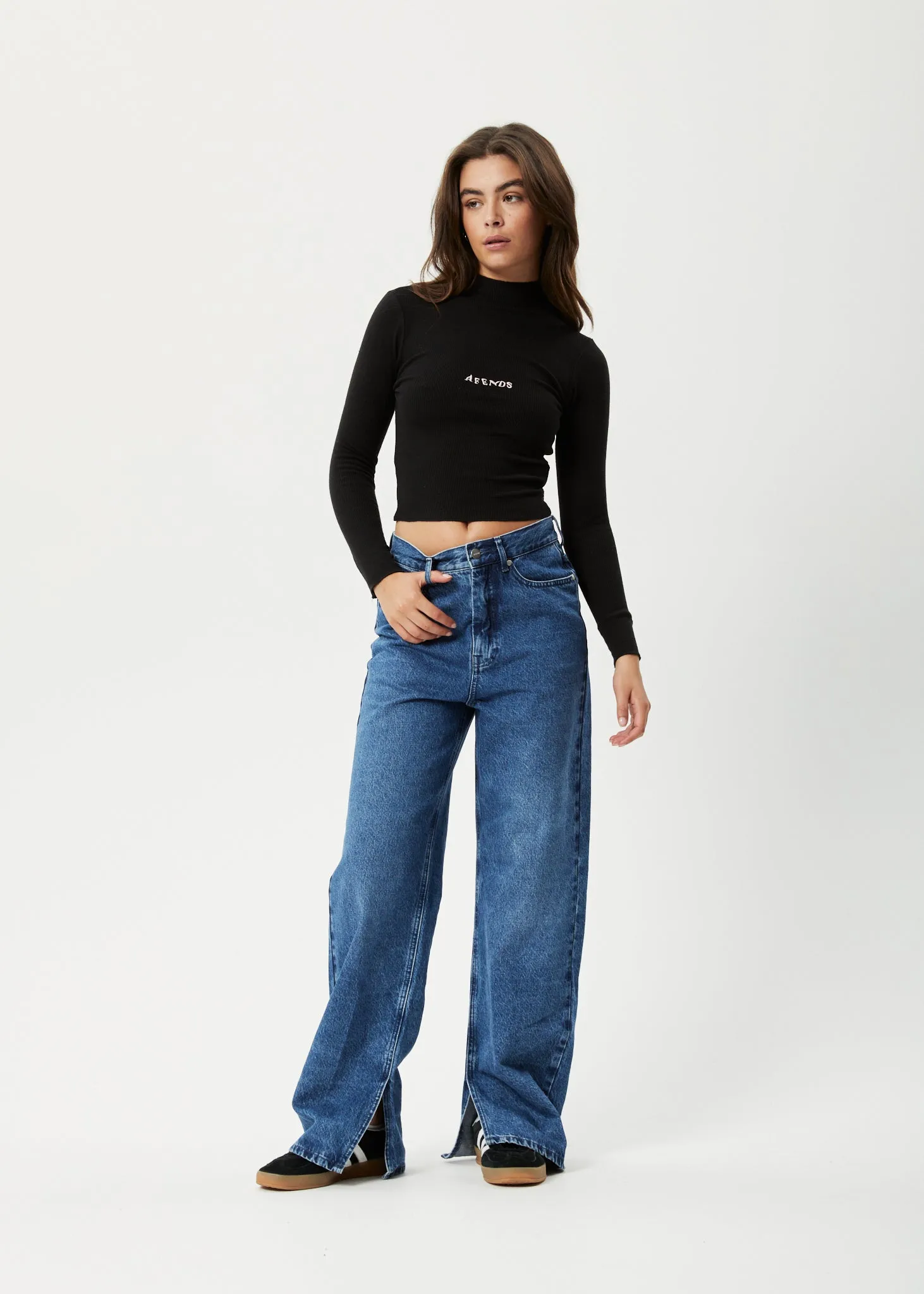 AFENDS Womens Daze Iconic - Ribbed Long Sleeve Top - Black sold by Afends product image thumbnail 3