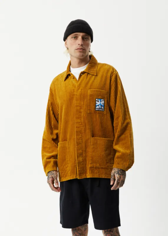 AFENDS Mens Waterfall - Corduroy Jacket - Mustard sold by Afends