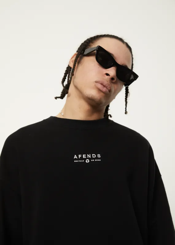 AFENDS Mens Calico - Crew Neck Jumper - Black sold by Afends