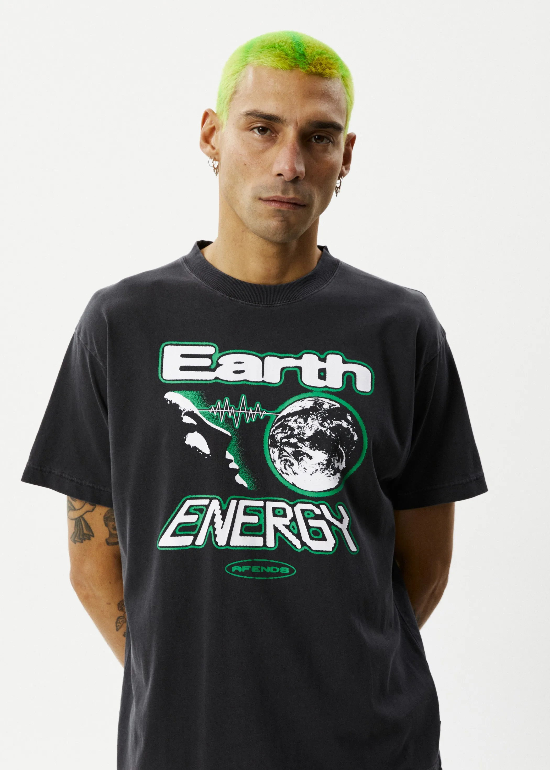 AFENDS Mens Earth Energy - Boxy Fit Tee - Stone Black sold by Afends product image thumbnail 4