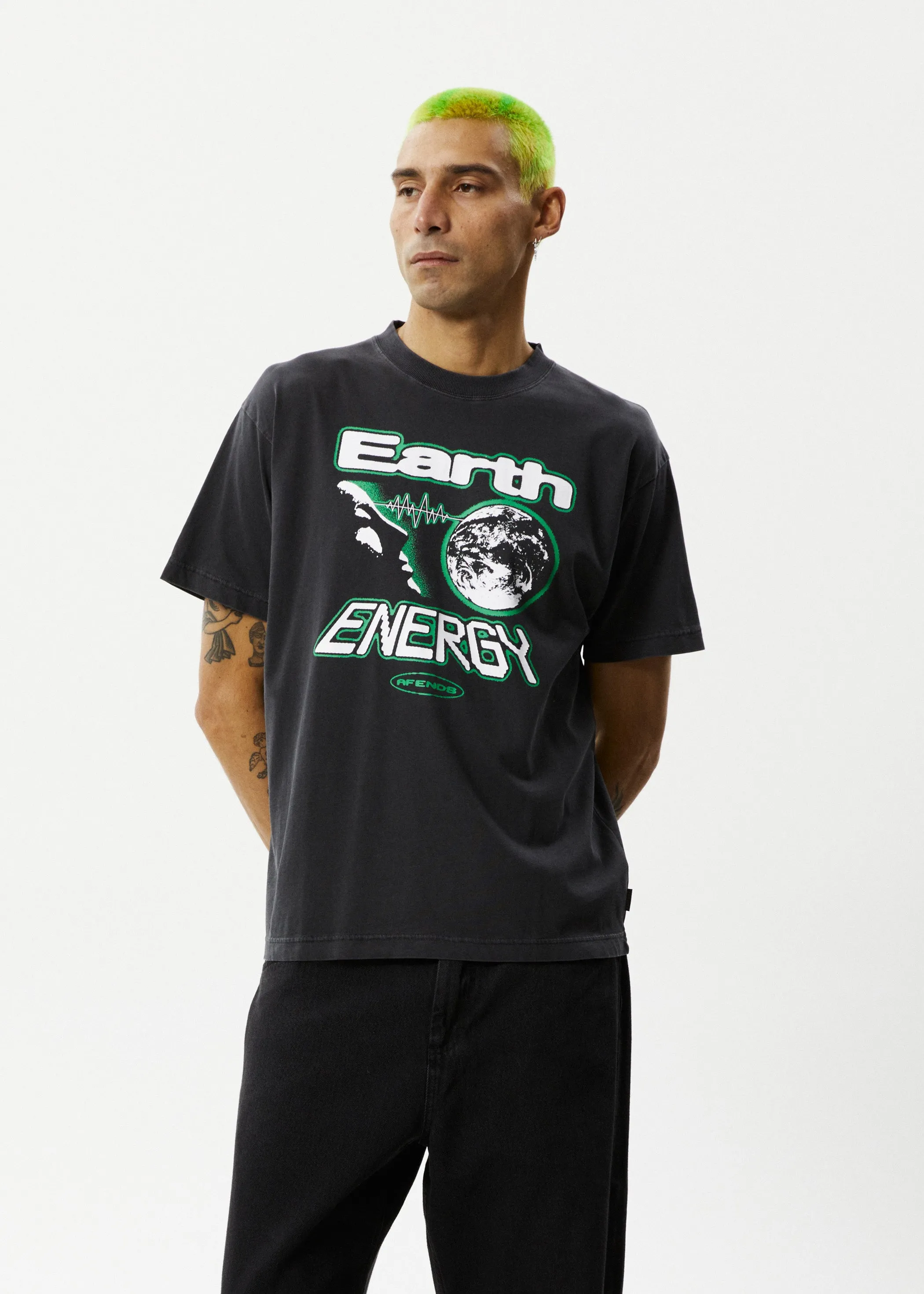 AFENDS Mens Earth Energy - Boxy Fit Tee - Stone Black sold by Afends product image thumbnail 3