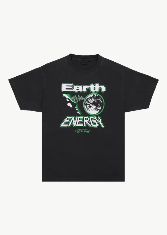 AFENDS Mens Earth Energy - Boxy Fit Tee - Stone Black sold by Afends