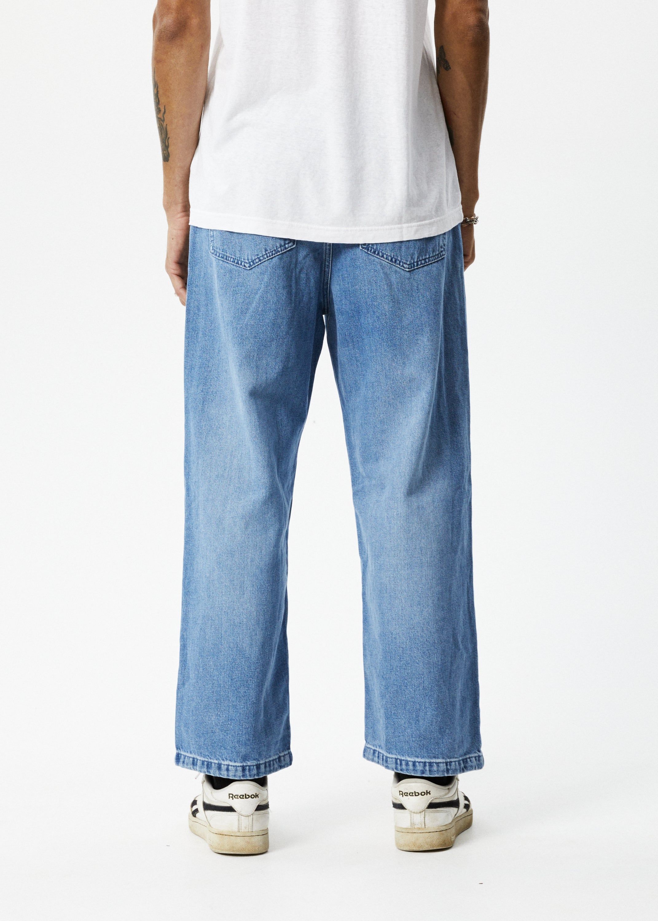 Afends Mens Pablo - Hemp Denim Baggy Jeans - Worn Blue sold by Afends product image thumbnail 4