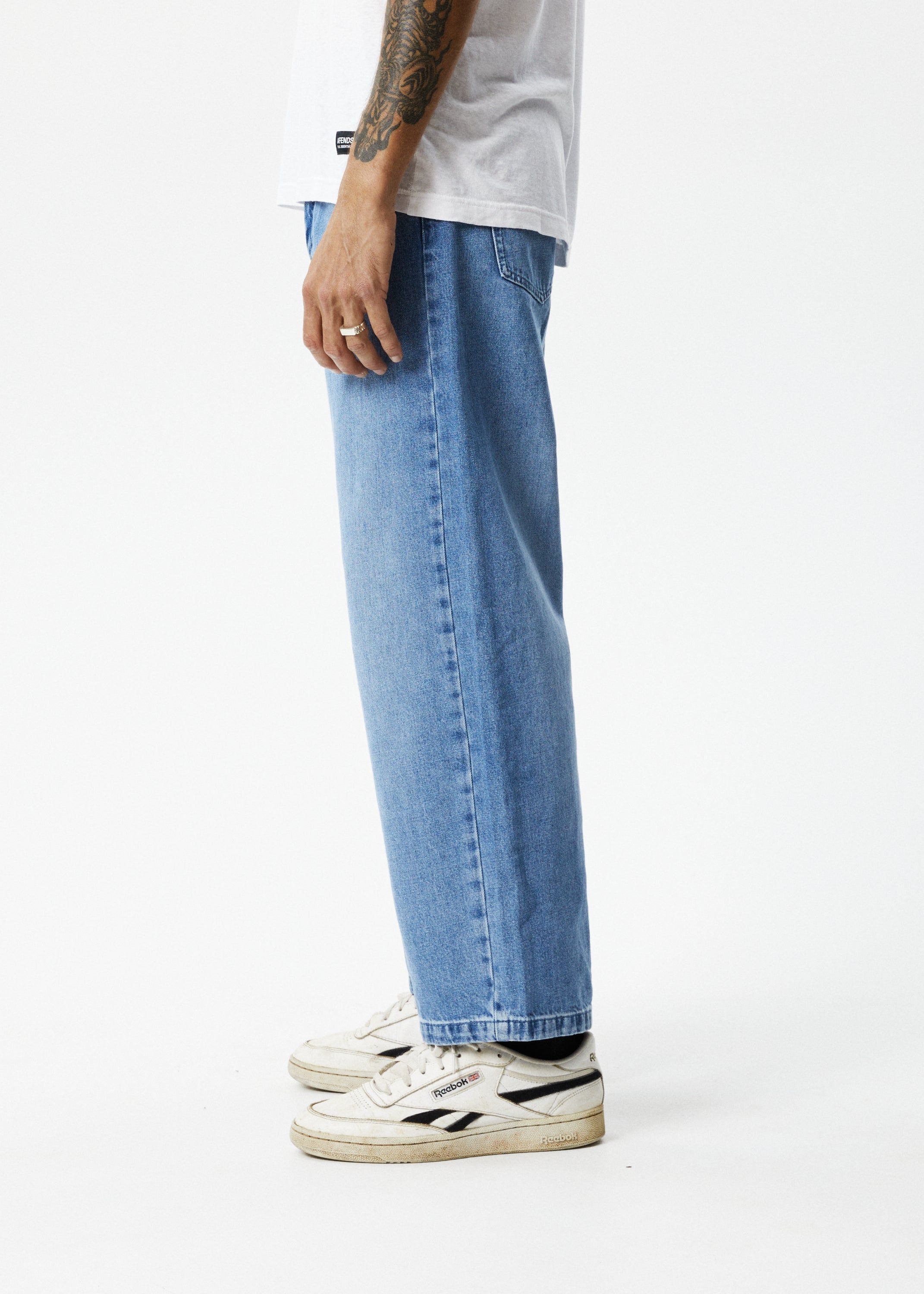 Afends Mens Pablo - Hemp Denim Baggy Jeans - Worn Blue sold by Afends product image thumbnail 3