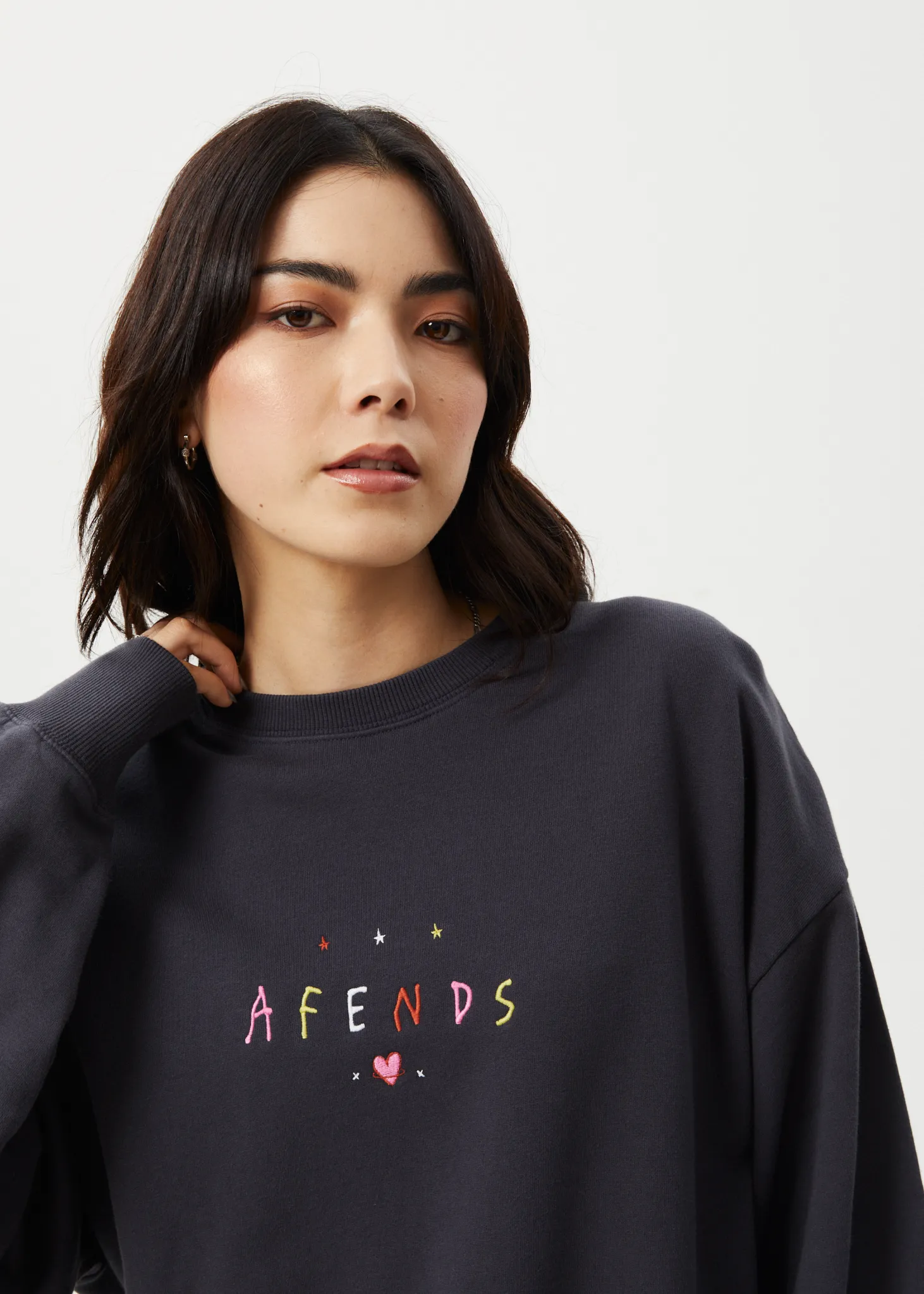 AFENDS Womens Funhouse - Crew Neck - Charcoal sold by Afends product image thumbnail 3