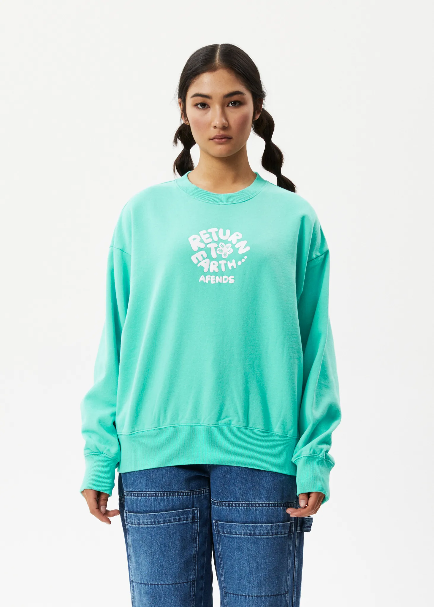 AFENDS Womens Taylor - Crew Neck Jumper - Jade sold by Afends