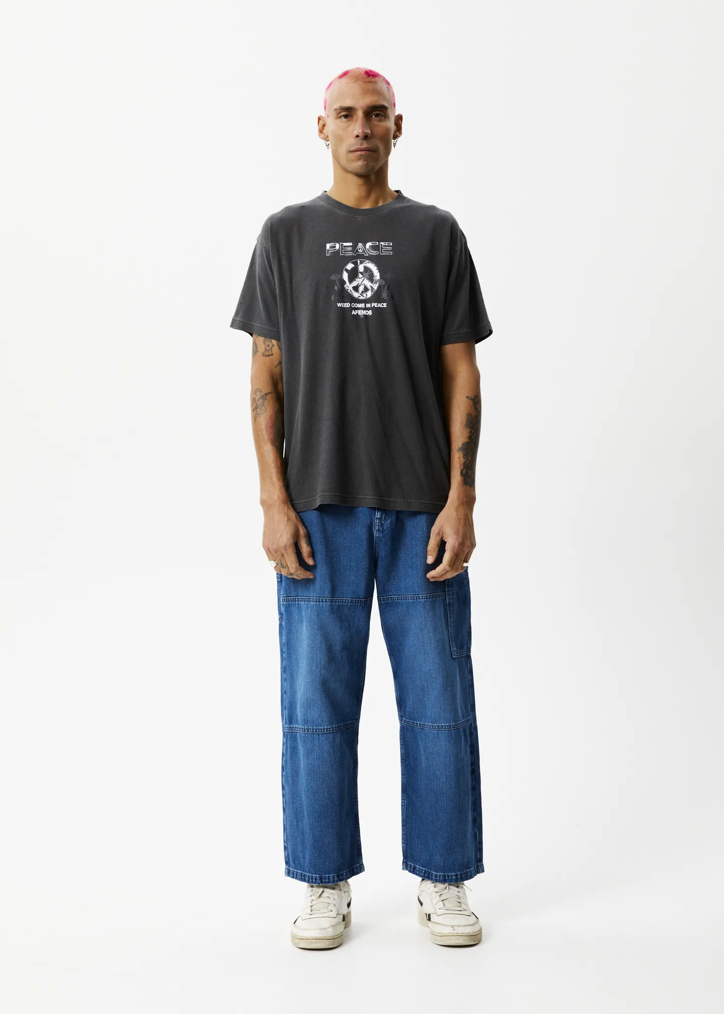 AFENDS Mens Peace - Boxy Graphic T-Shirt - Stone Black sold by Afends product image thumbnail 3