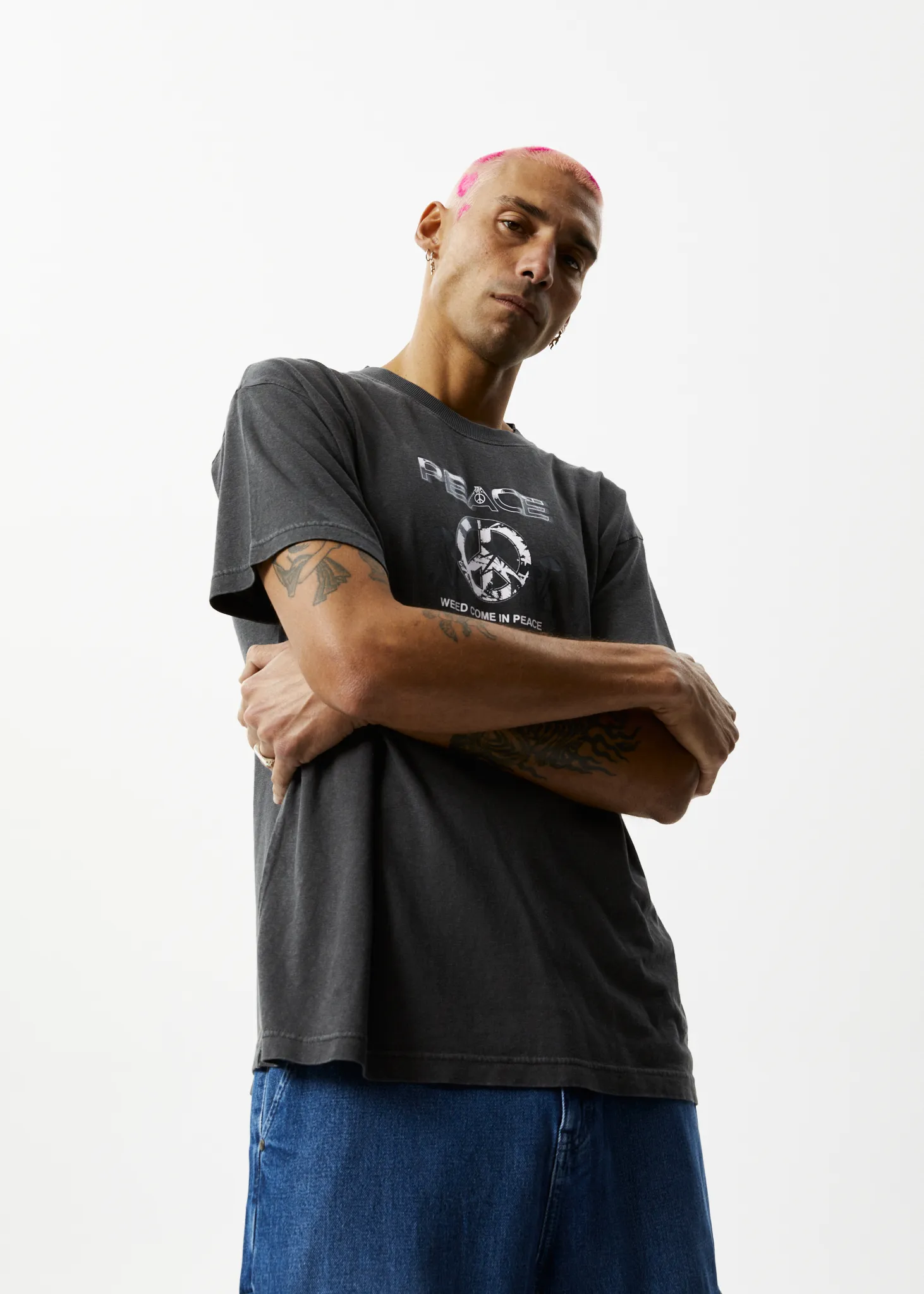 AFENDS Mens Peace - Boxy Graphic T-Shirt - Stone Black sold by Afends product image thumbnail 2