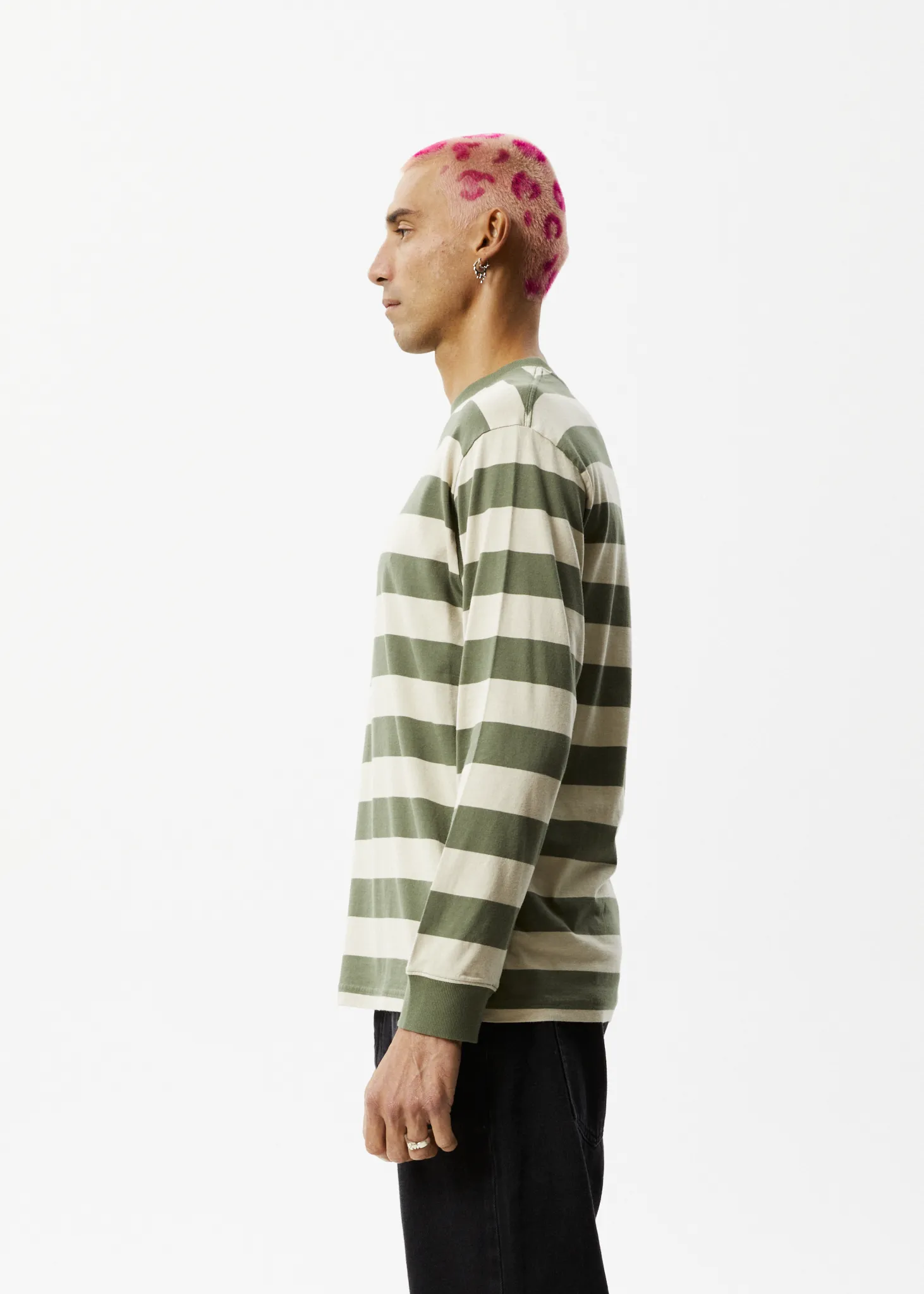 AFENDS Mens Needle - Striped Long Sleeve Logo T-Shirt - Cypress Stripe sold by Afends product image thumbnail 4