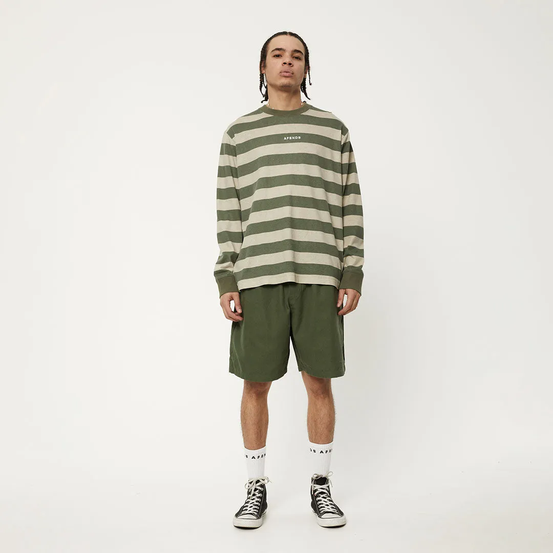 AFENDS Mens Needle - Striped Long Sleeve Logo T-Shirt - Cypress Stripe sold by Afends product image thumbnail 5
