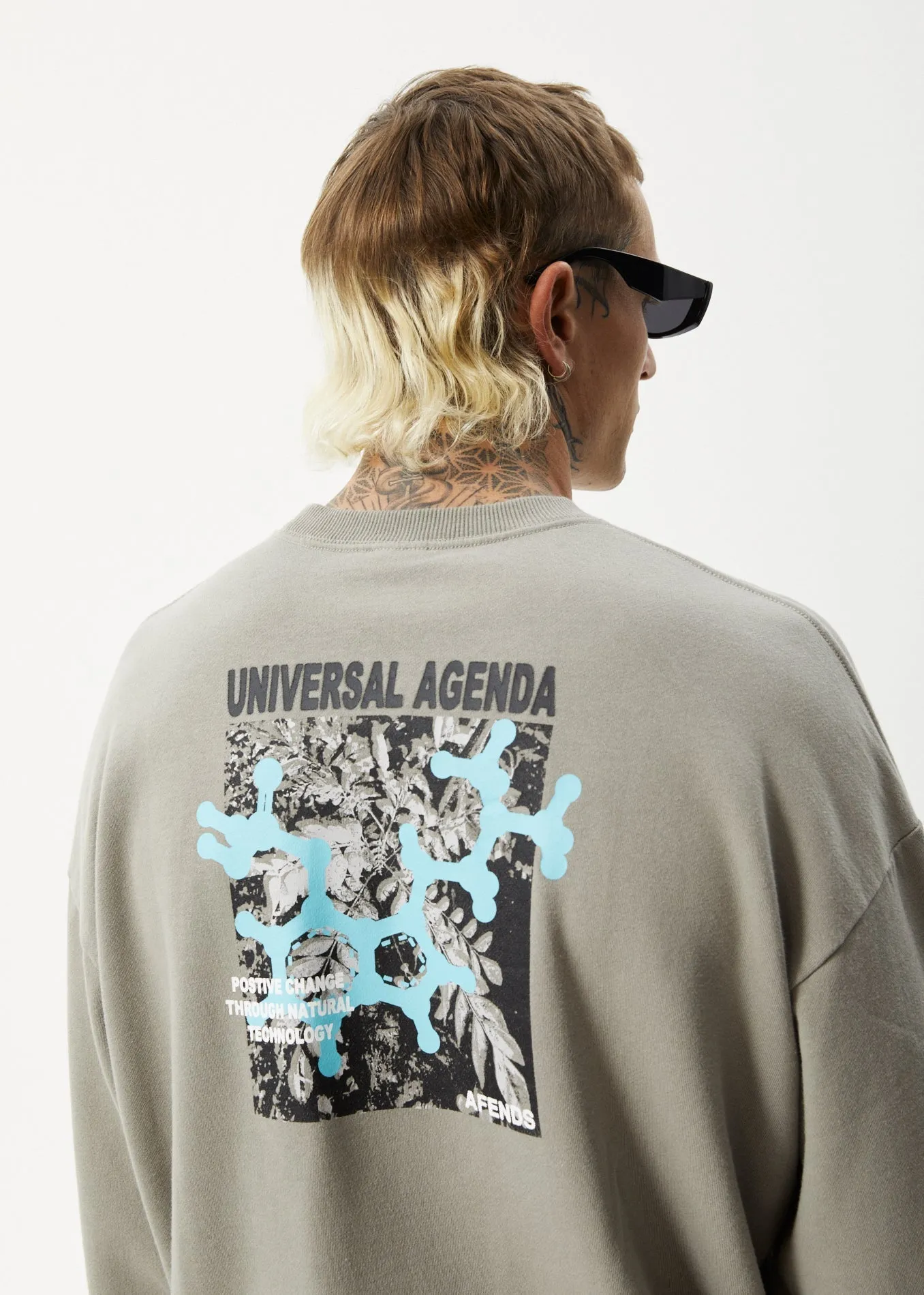 AFENDS Mens Universal - Crew Neck Jumper - Olive sold by Afends product image thumbnail 2