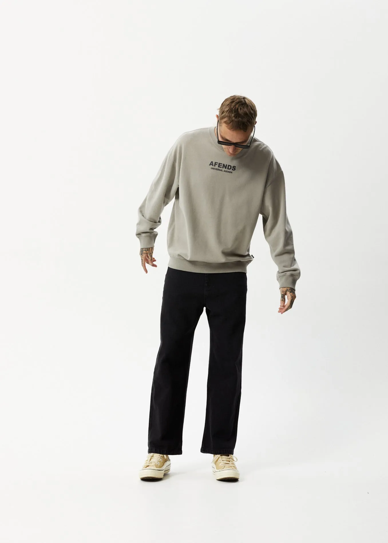 AFENDS Mens Universal - Crew Neck Jumper - Olive sold by Afends product image thumbnail 3